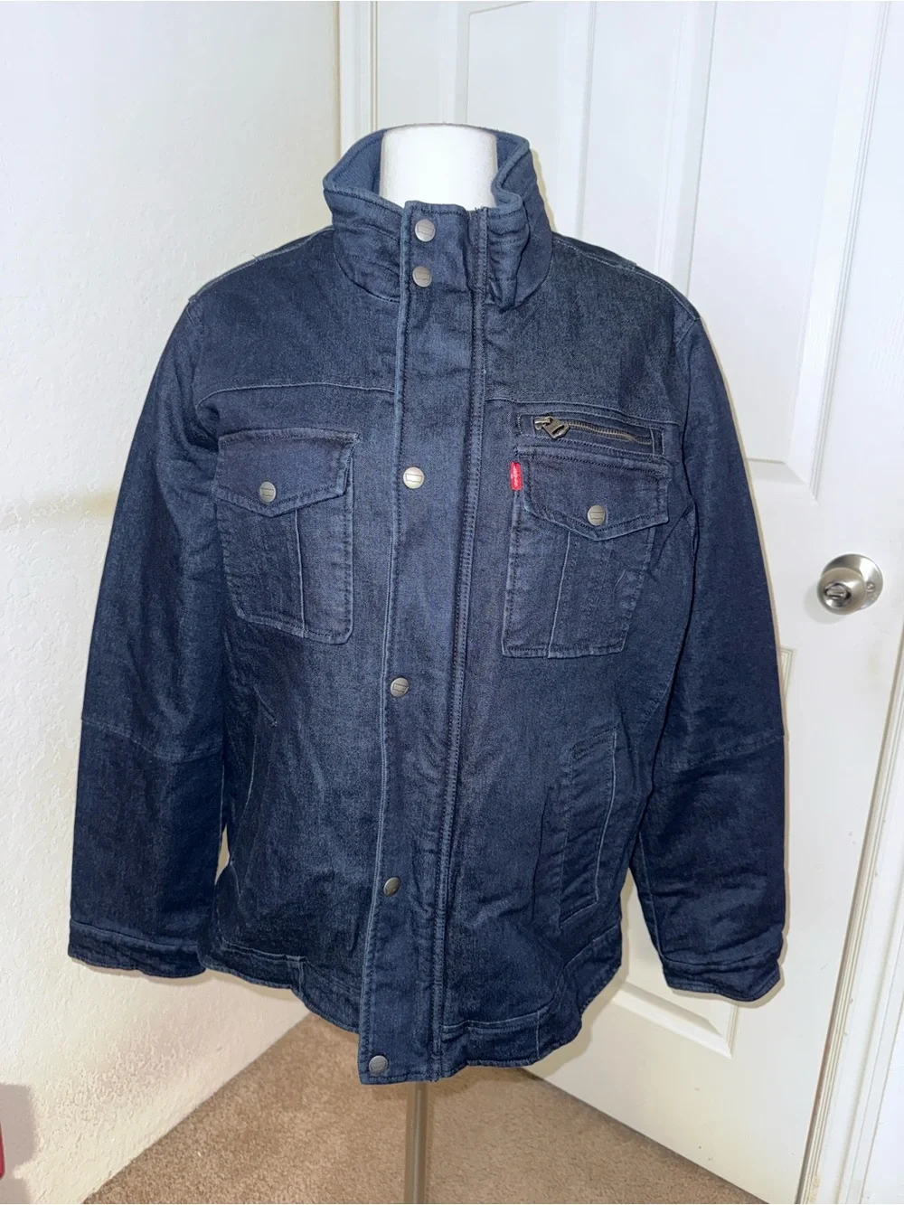 NWOT- Levi's Navy Blue Denim-Style Military Trucker Jacket